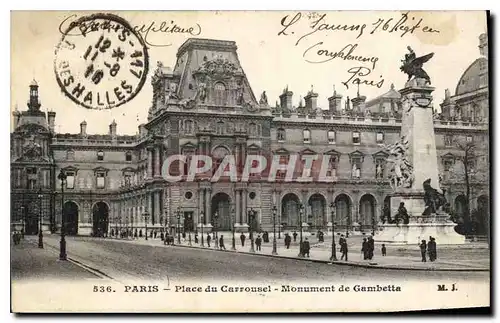 Ansichtskarte AK Paris Place du Carrousel Monument de Gambetta