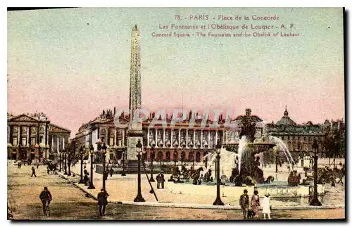 Ansichtskarte AK Paris Place de la Concorde Les Fontaines et l'Obelisque de Louqsor