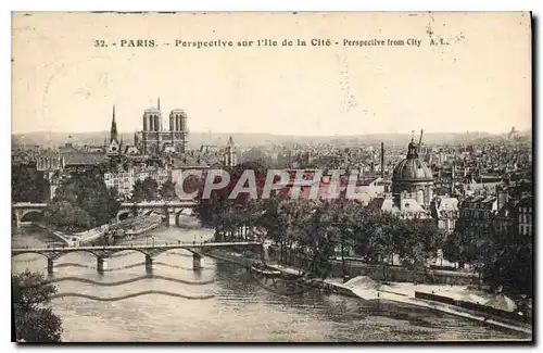 Cartes postales Paris Perspective sur l'lle de la Cite