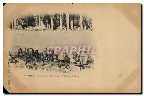 Cartes postales Smyrne Caravane de Chameaux et Cimitiere Turc