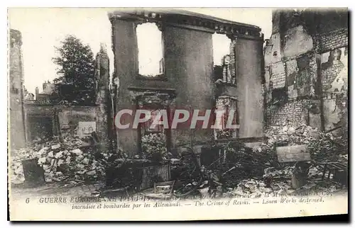 Cartes postales Guerre Europeenne 1914 1915 Le Crime de Reims