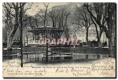 Cartes postales Grenoble Le jardin de ville et les Forts