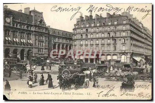 Cartes postales Paris La Gare Saint Lazare et l'Hotel Terminus