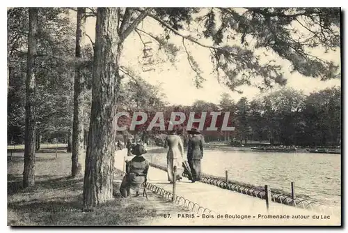 Cartes postales Paris Bois de Boulogne Promenade autour du Lac