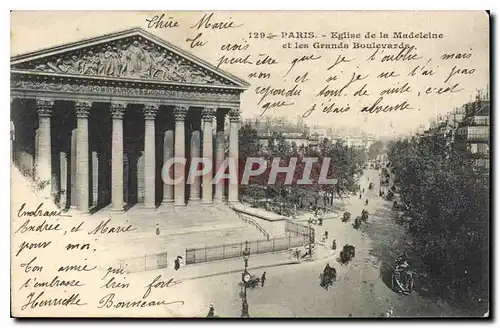 Cartes postales Paris Eglise de la Madeleine et les Grands Boulevards