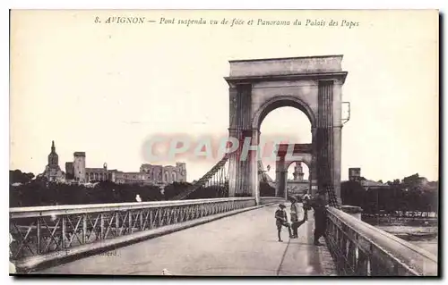 Cartes postales Avignon Pont suspendu vu de face et Panorama du Palais des Papes