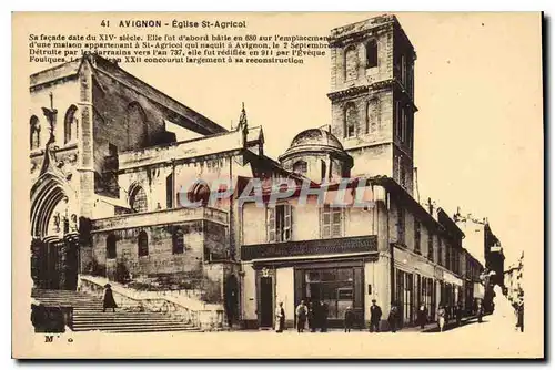 Cartes postales Avignon Eglise St Agricol Sa facade date XIV siecle