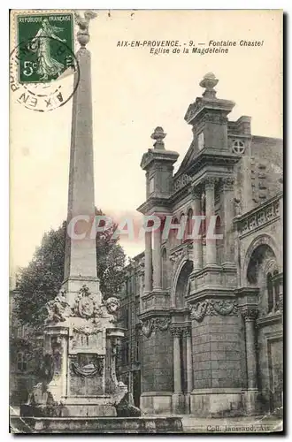 Cartes postales Aix en Provence Fontaine Chastel Eglise de la Magdeleine