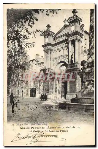 Cartes postales Aix en Provence Eglise de la Madeleine et College de Jennes Filles