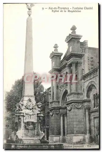 Cartes postales Aix en Provence Fontaine Chastel Eglise de la Magdeleine