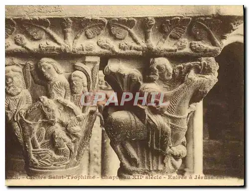 Cartes postales Cloitre Saint Trophime Chapiteau XII siecle Entree a Jerusalem