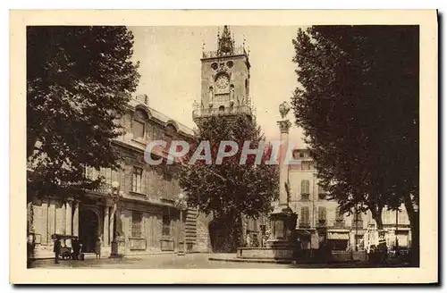 Cartes postales Aix en Provence Place de l'Hotel de Ville Fontaine et Tour de l'Horloge