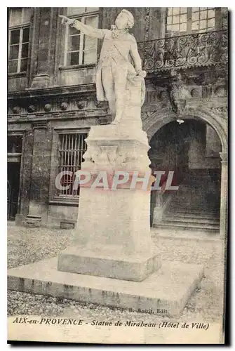 Cartes postales Aix en Provence Statue de Mirabeau hotel de Ville