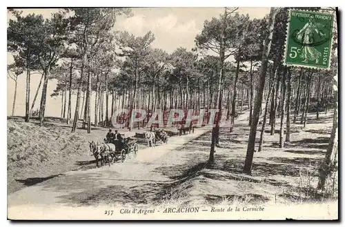 Cartes postales Cote d'Argent Arcachon route de la Corniche Attelages Chevaux