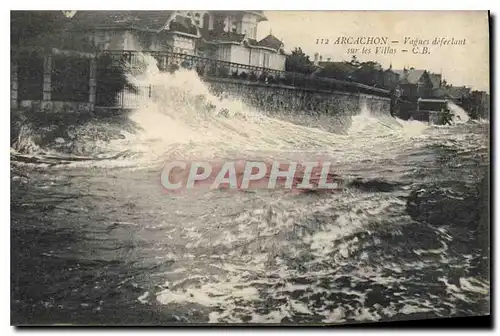 Ansichtskarte AK Arcachon Vagues deferlant sur les Villas