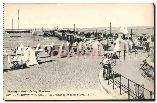 Cartes postales Arcachon Gironde la Grande Jetee et la Plage