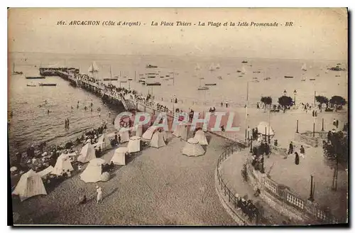 Ansichtskarte AK Arcachon Cote d'Argent la place Thiers la plage et la Jetee Promenade