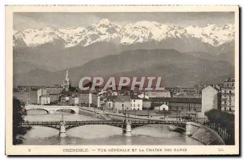 Cartes postales Grenoble Vue generale et la Chaine des Alpes