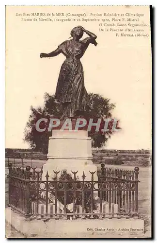 Ansichtskarte AK Les Stes Maries de la Mer Camargue Station Balneaire et Climatique Statue de Mireille