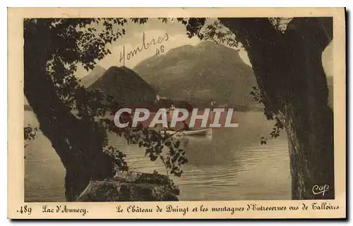 Cartes postales Lac d'Annecy Le Chateau de Duingt et les montagnes vus de Talloires