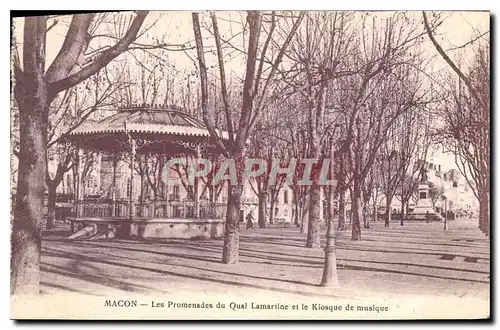 Ansichtskarte AK Macon Les Promenade du Quai Lamartine et le Kiosque de musique