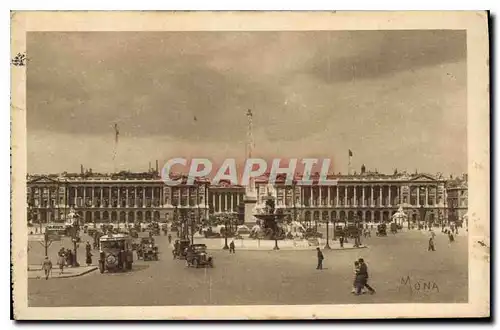 Ansichtskarte AK Paris La Place de la Concorde Les Fontaines et l'Obelisque de Louqsor Au fond la rue Royale et l