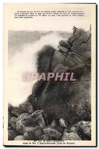 Cartes postales Ile de Baitz Finistere Ceup de Mer a Toul ar Sarpant Trou du Serpent