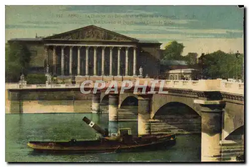 Cartes postales Paris La Chambre des Deputes et le Pont de la Concorde Bateau