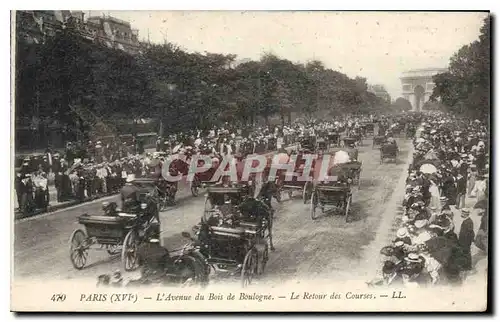 Cartes postales Paris L'Avenue du Bois de Boulogne Le Retour des Courses
