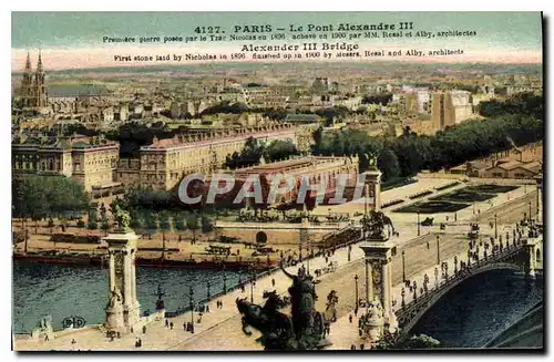 Ansichtskarte AK Paris Le Pont Alexandre III Premiere pierre posee par ble Tzar Nicolas en 1896