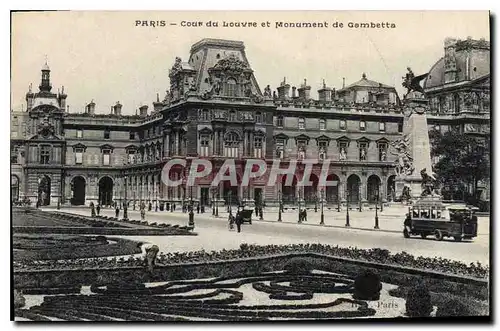 Ansichtskarte AK Paris Cour du Louvre et Monument de Gambetta