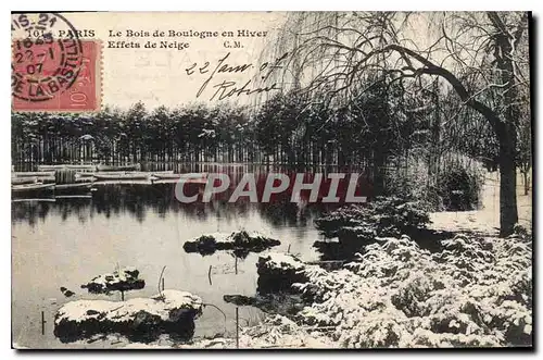 Cartes postales Paris Le Bois de Boulogne en Hiver Effets de Neige