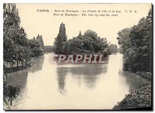 Cartes postales Paris Bois de Boulogne La Pointe de l'Ile et le Lac