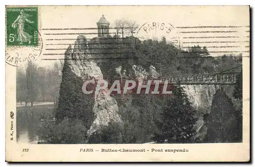 Cartes postales Paris Buttes Chaumont Pont suspendu