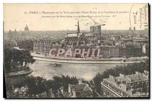 Ansichtskarte AK Paris Panorama sur la Seine pris vers Notre Dame et le Pantheon a gauche