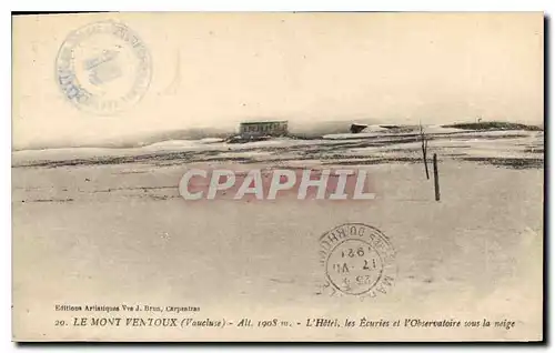 Ansichtskarte AK Le Mont Ventoux (Vaucluse) alt 1908 m L'Hotel les Ecurie et l'Observatoire sous la neige