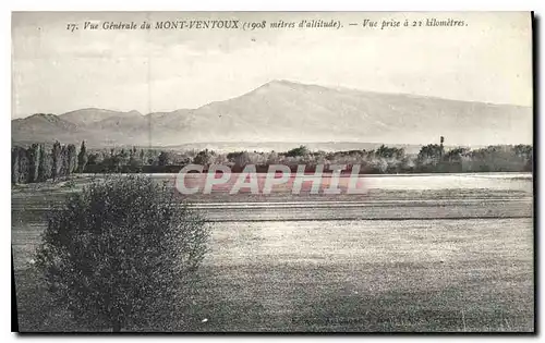 Cartes postales Vue generale de Mont Ventoux (1908 m d'alt) Vue prise a 22 kilometre