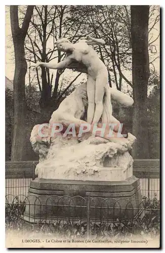Cartes postales Limoges Le Chene et le Roseau (de Coutheillas sculpteur Lomousin)