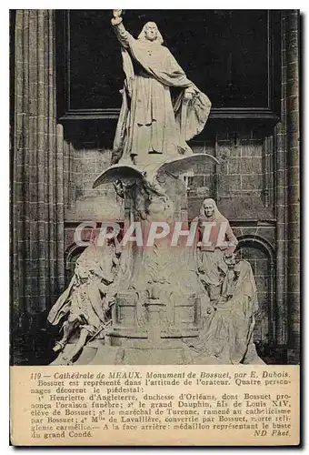 Cartes postales Meaux Cathedrale Monument de Bossuet par E Dubios