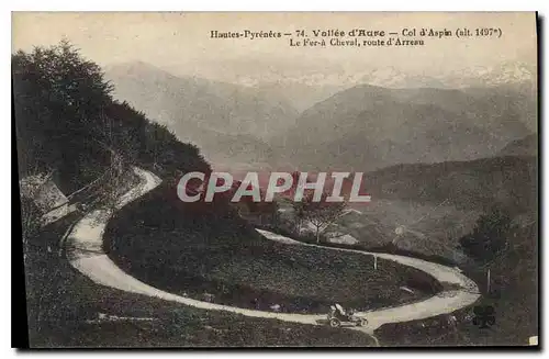 Ansichtskarte AK Les Hautes Pyrenees Vallee d'Aure Col d'Aspin (alt 1497 m) le Ferch a Cheval route d'Arreau