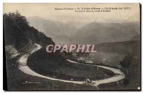 Cartes postales Les Hautes Pyrenees Vallee d'Aure Col d'Aspin (alt 1497 m) le Ferch a Cheval route d'Arreau