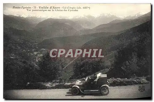 Cartes postales Les Hautes Pyrenees Vallee d'Aure Col d'Aspin (alt 1497 m) Vue panoramique sur la Chaine des Pyr
