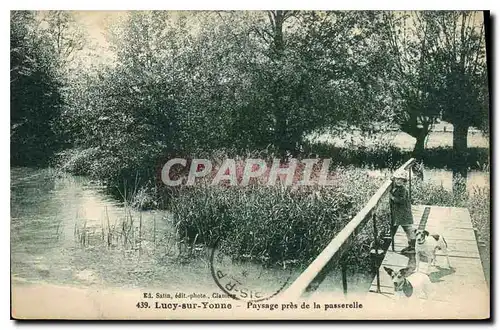 Ansichtskarte AK Lucy sur Yonne Paysage pres de la passerelle Enfant Chiens