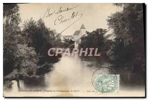 Cartes postales Environ de Joigny L'Eglise et l'Armancon a Cheny