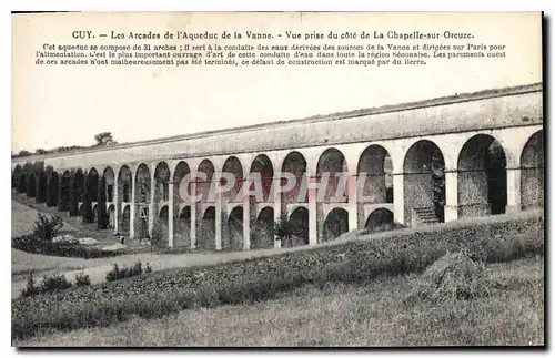 Cartes postales Cuy Les Arcades de l'Aqueduc de la Vanne Vue prise du cote de la Chapelle sur Oreuze