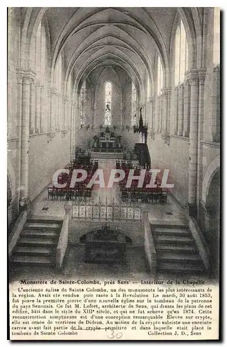 Cartes postales Monastere de Sainte Colombe pres Sens Interieur de la Chapelle