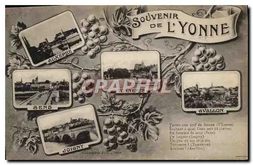 Cartes postales Souvenir de L'Yonne Auxerre Sens Joigny Tonnerre Avallon