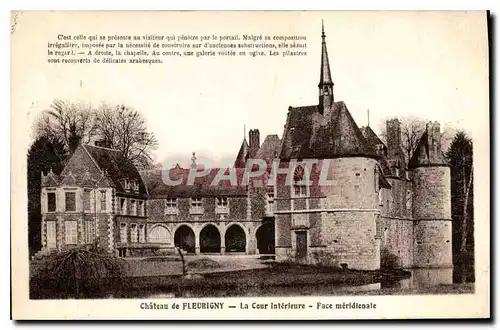 Cartes postales Chateau de Fleurigny La Cour Interieure Face meridienale