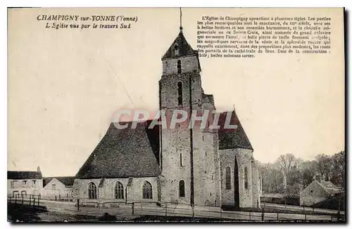Cartes postales Champigny sur Yonne Yonne L'Eglise vue par le travers Sud
