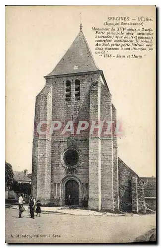 Cartes postales Sergines L'Eglise Epoque Renaissance